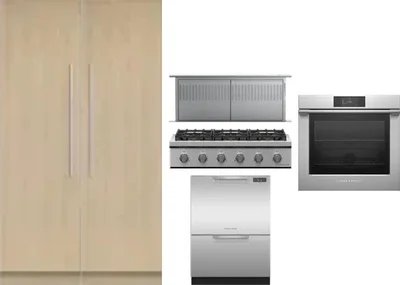 6 Piece Package Includes Refrigerator, Freezer, Cooktop, Wall Oven, Hood And Dishwasher